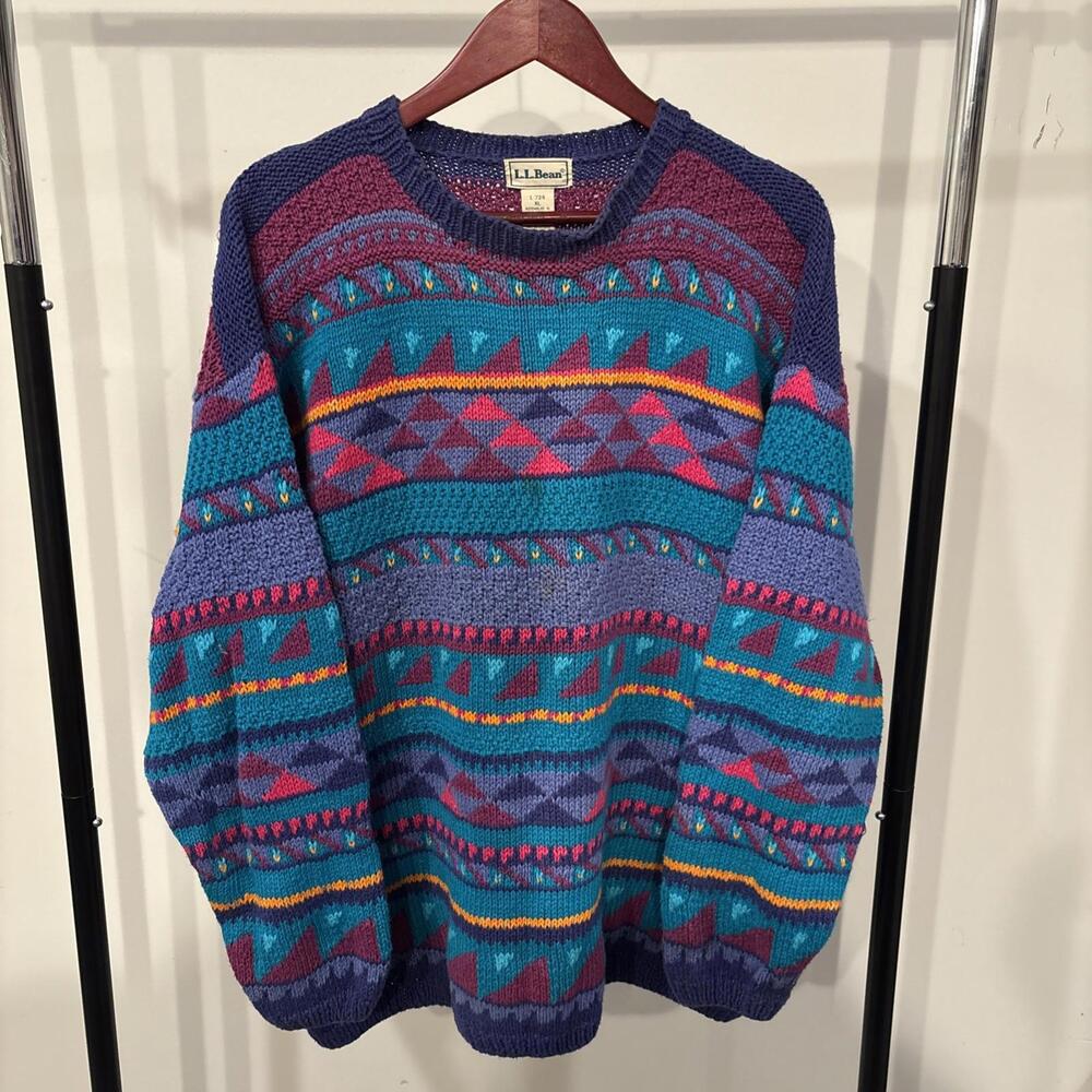L.L. Bean Vintage Knit Sweater Multi-Color XL Knit